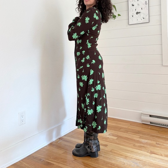 Ganni Black and Green Floral Dress - Picture 7 of 9